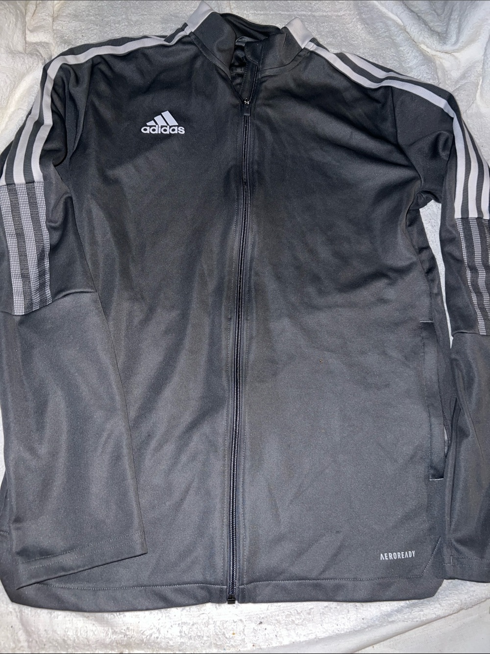 adidas Black Track Jacket with White Stripes